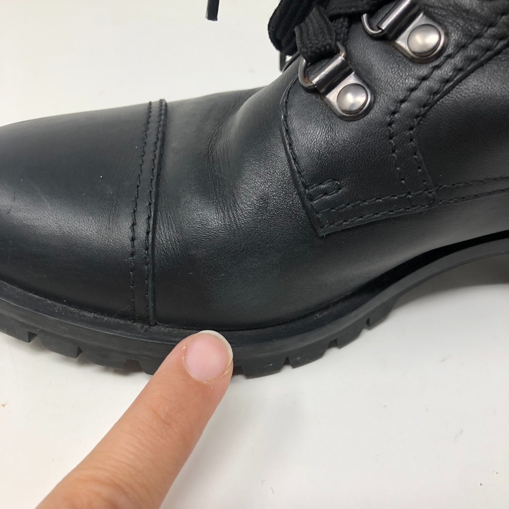 Prada Calzature Donna Soft Calf Combat Boots Womens 38.5 8 Black Leather Y2K - Picture 15 of 16